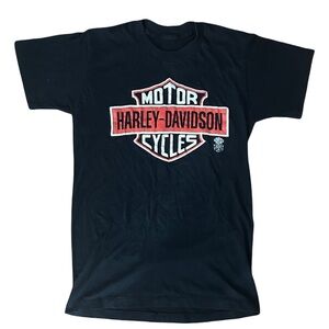Harley-Davidson Black and Red Logo Tee Unisex Vintage Collectible 1983